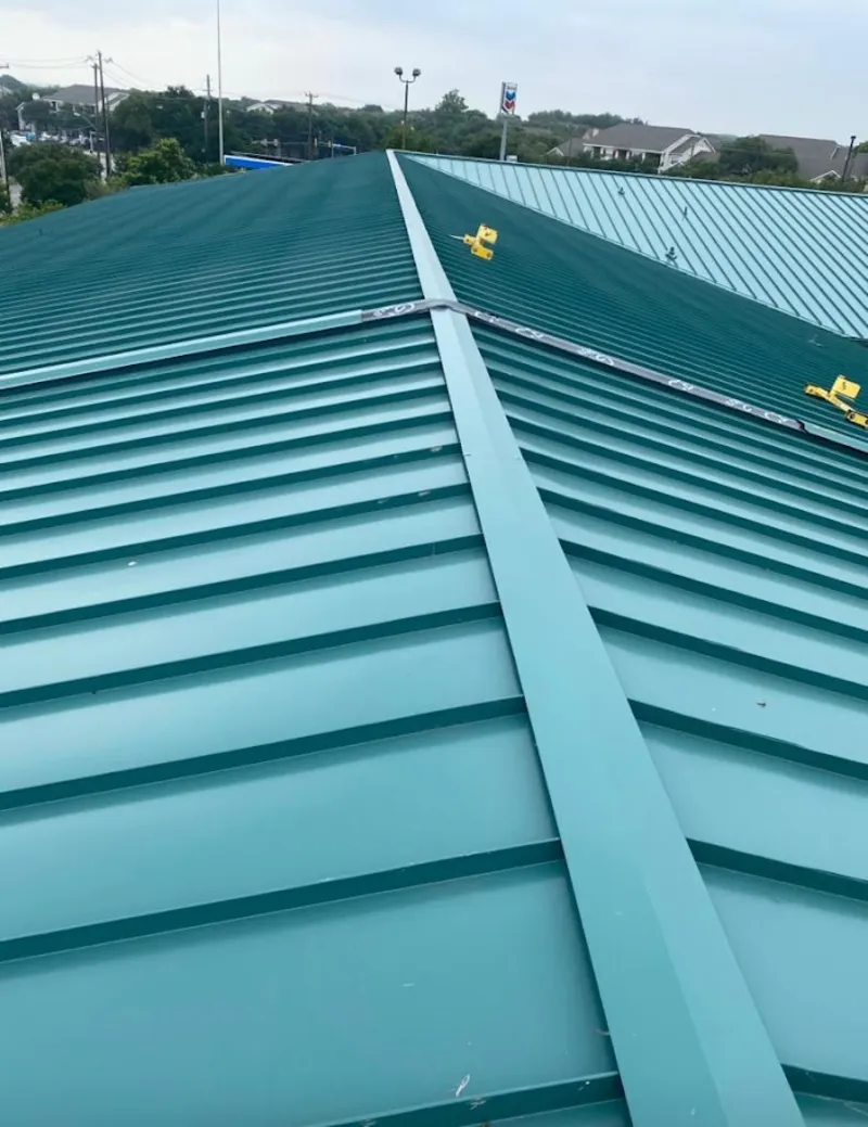 Green commercial metal roof ridge and valley for Metal Roof Repair in Gering